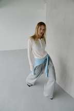 Sheer henley-neck long tee