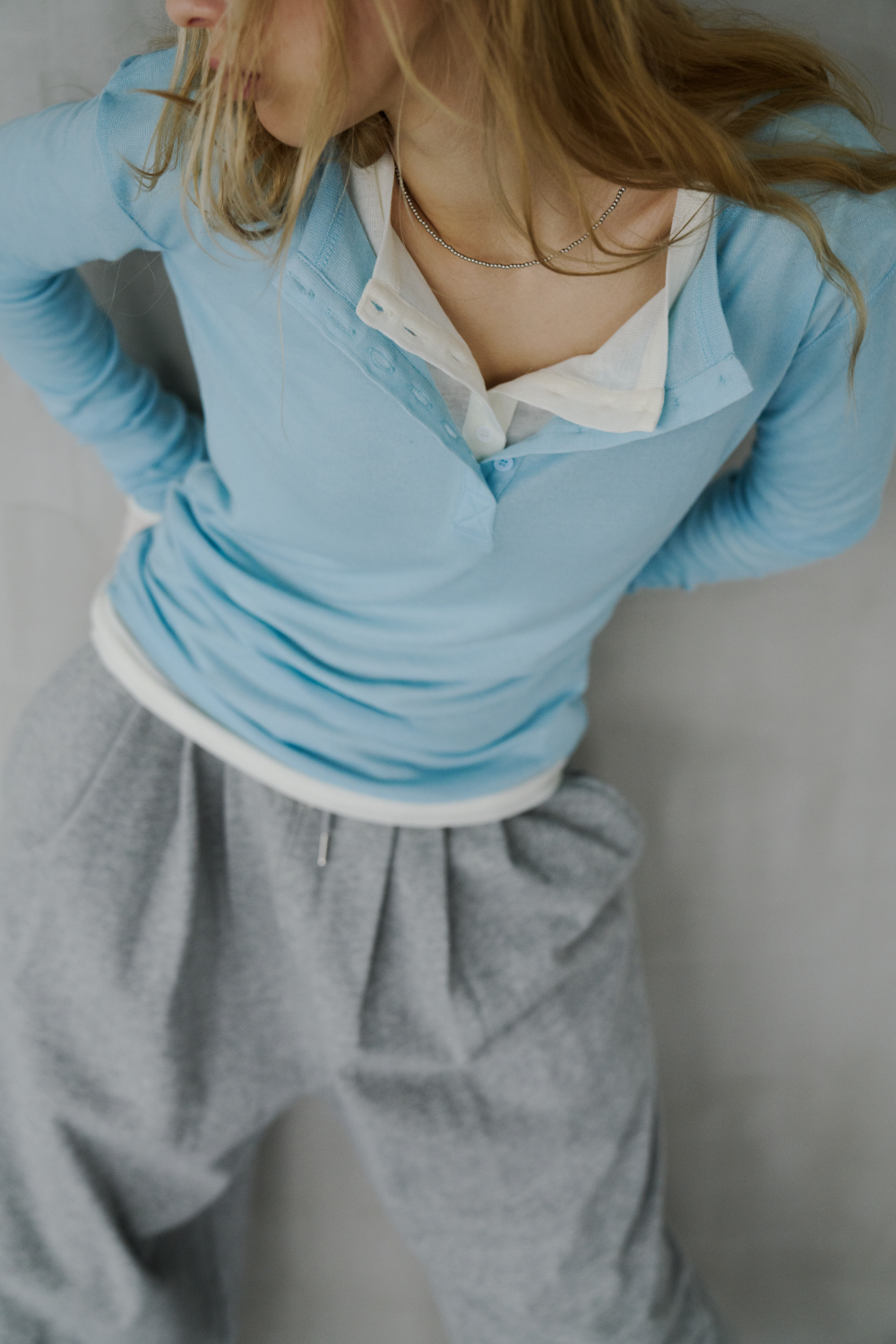 Sheer henley-neck long tee