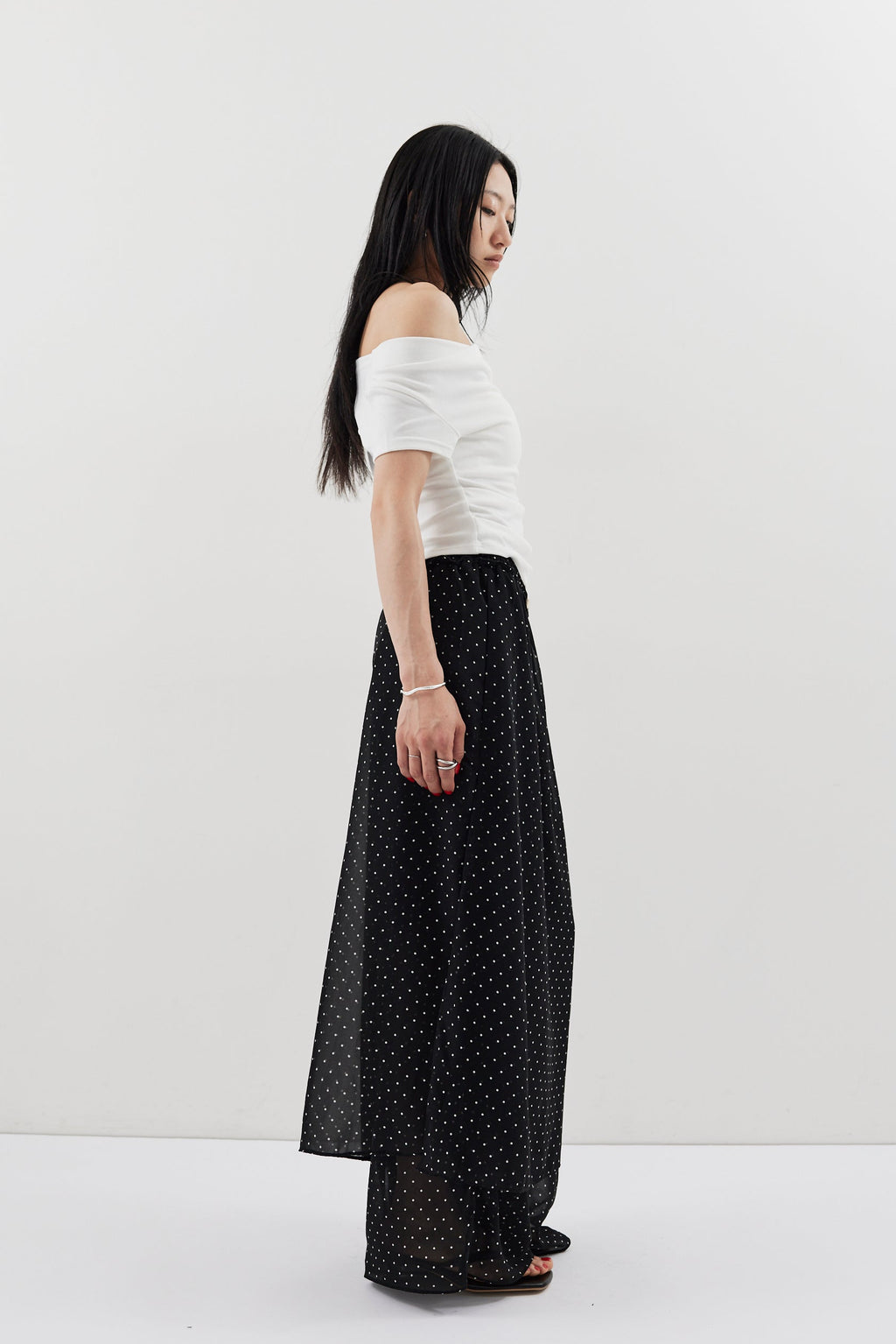 Sheer dot layered pants