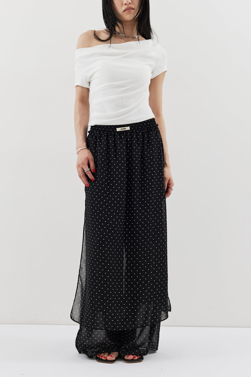 Sheer dot layered pants