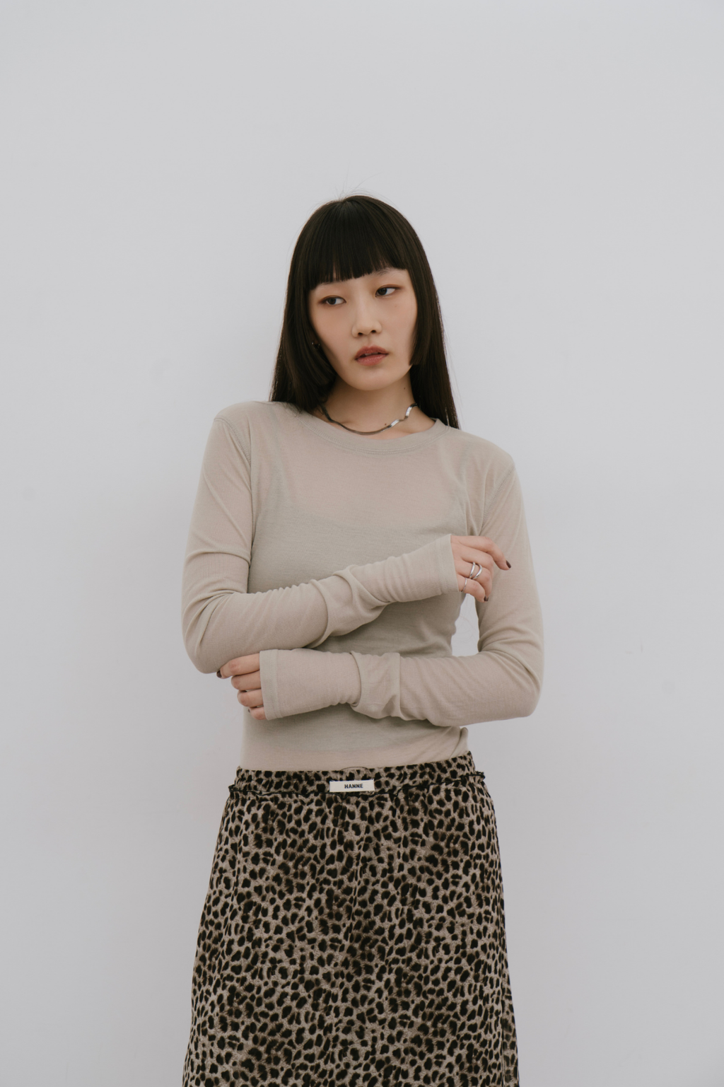 Sheer long sleeve tee