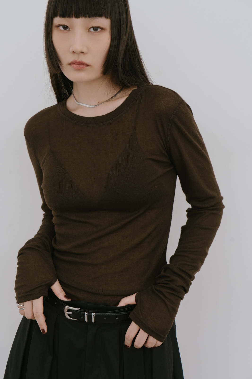 Sheer long sleeve tee