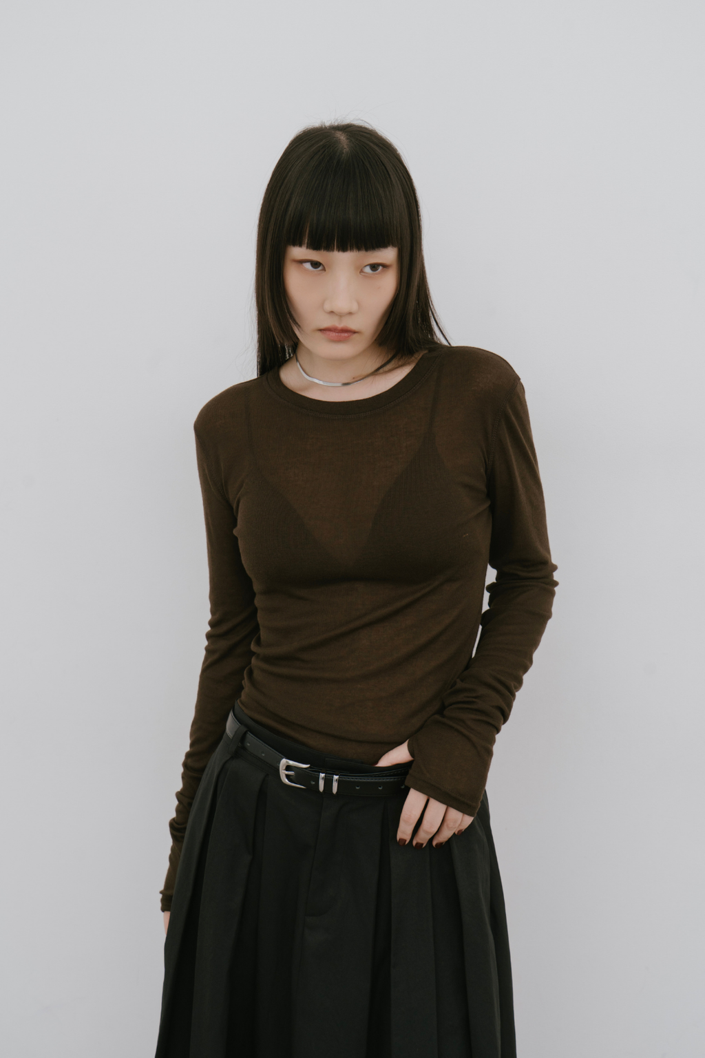 Sheer long sleeve tee