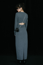 Long-sleeve back cut design dress