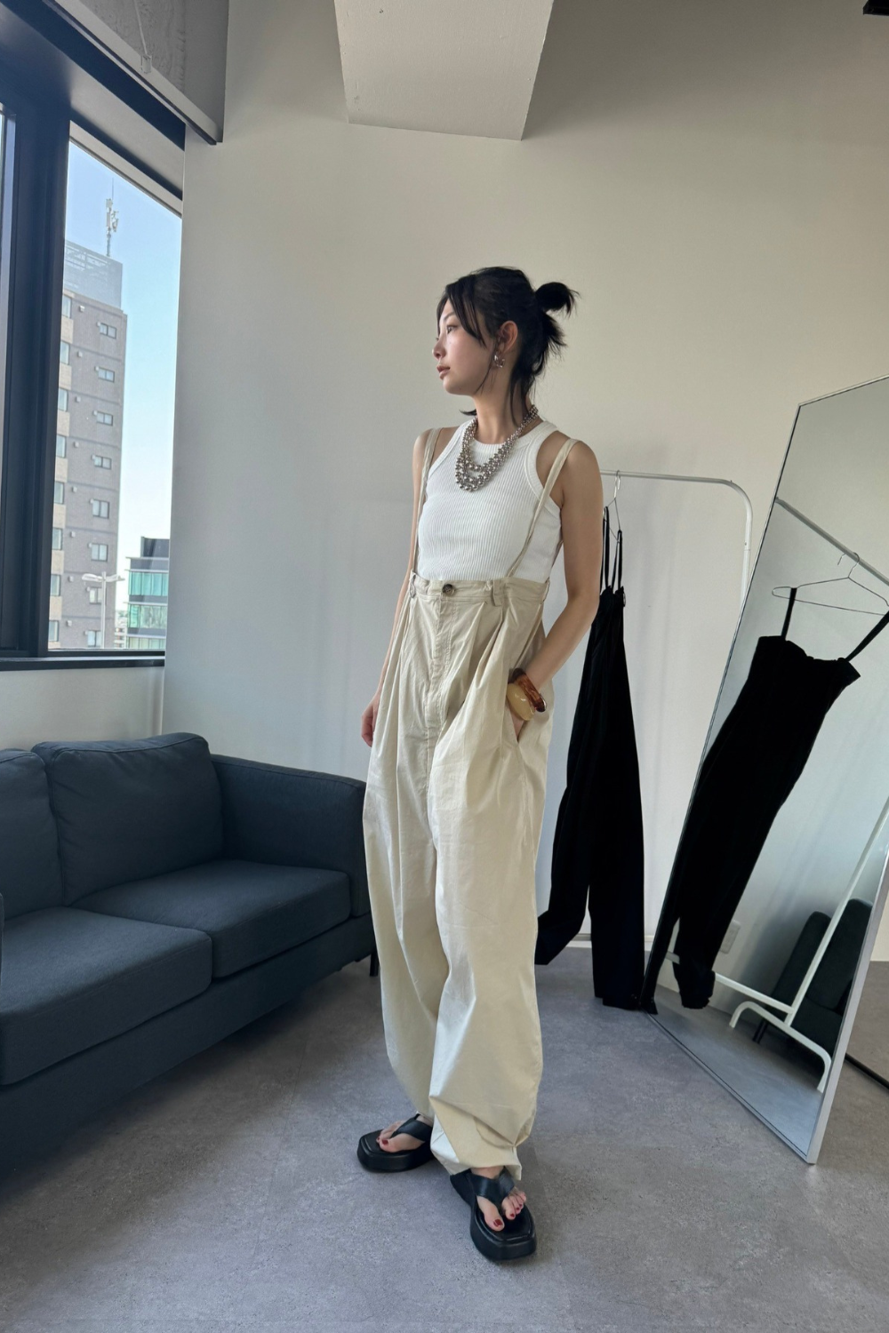 Wide leg 2way overalls