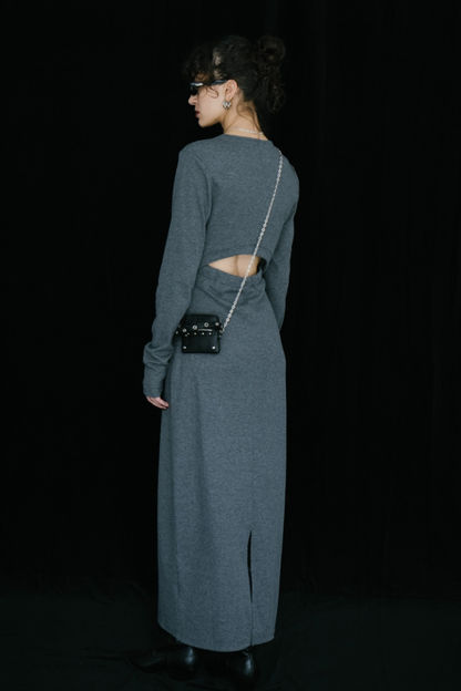 Long-sleeve back cut design dress