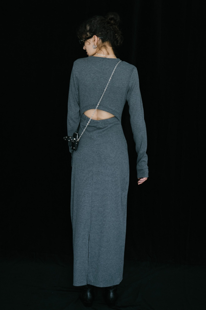 Long-sleeve back cut design dress
