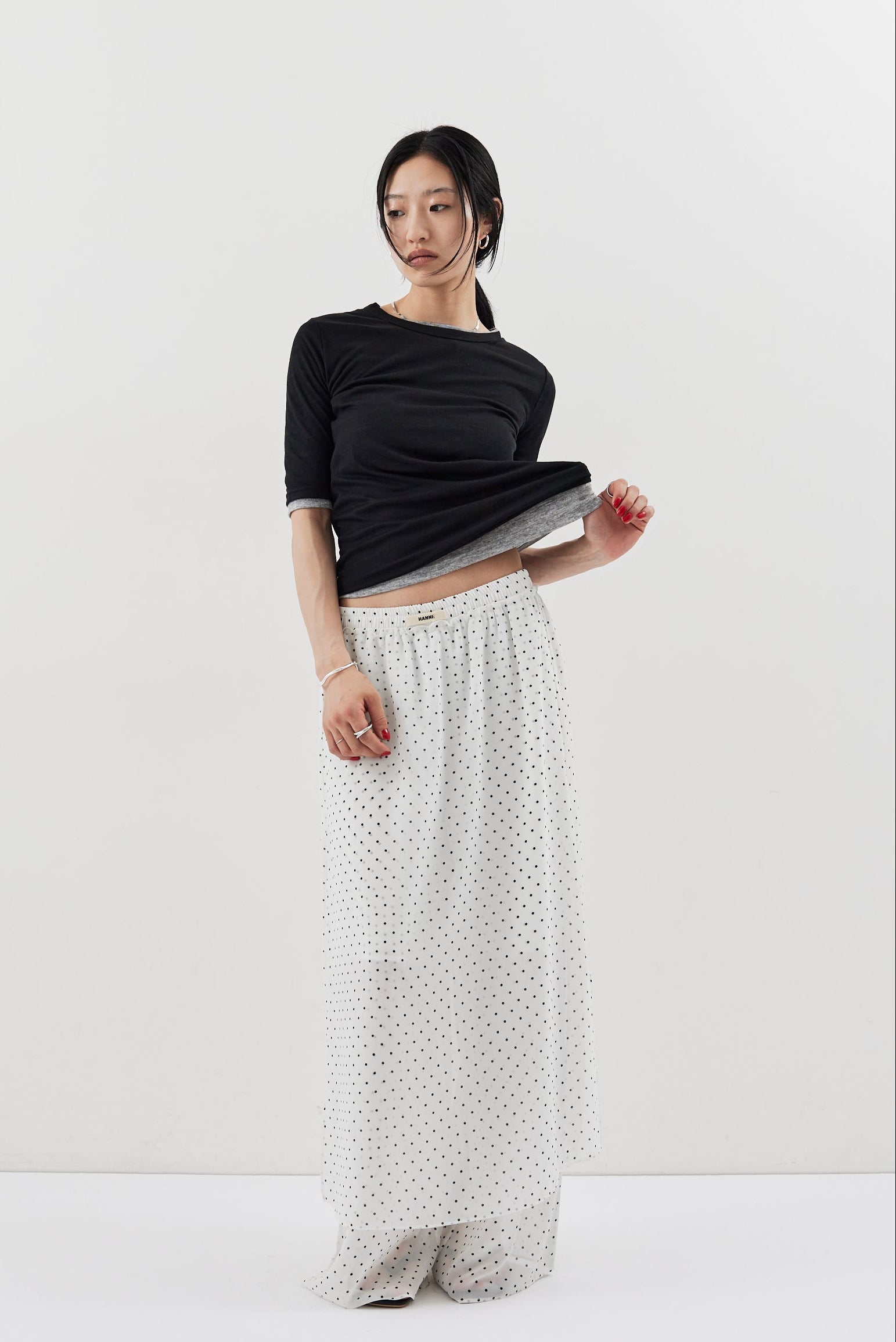 Sheer dot layered pants