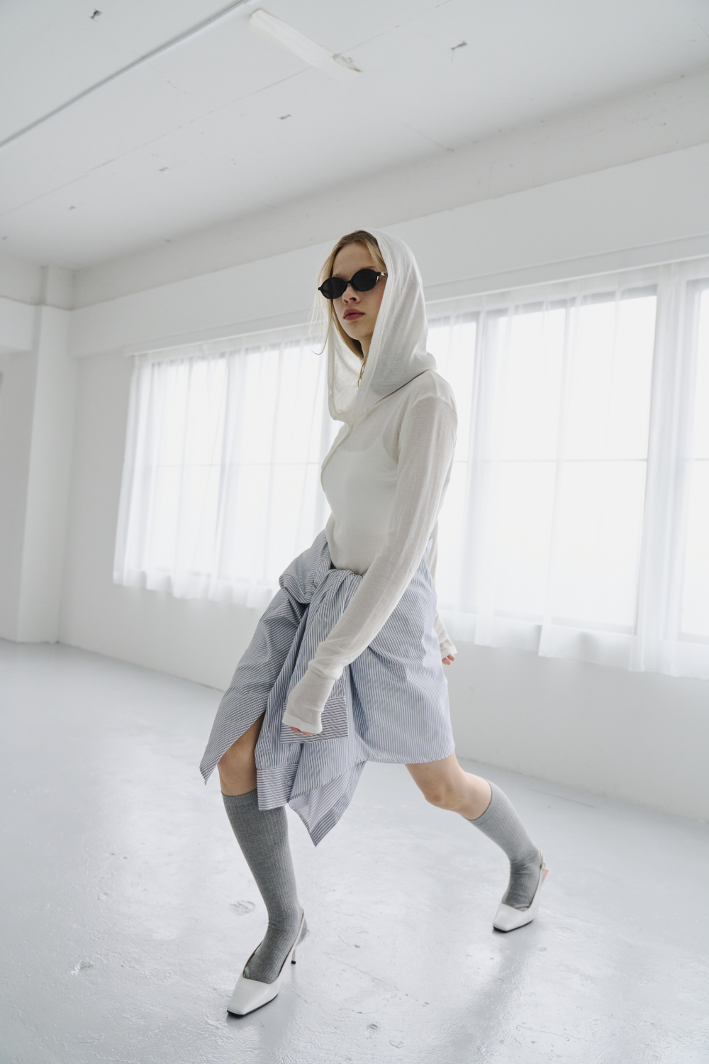 Sheer hoodie long tee