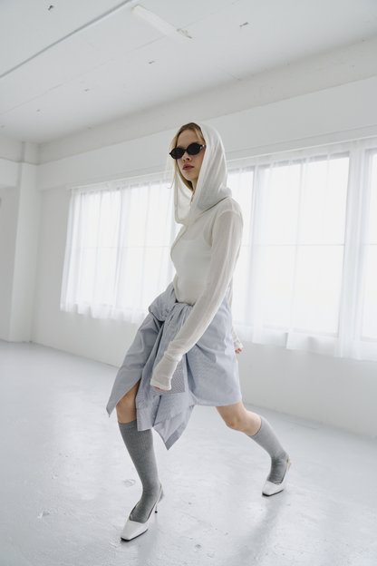 Sheer hoodie long tee