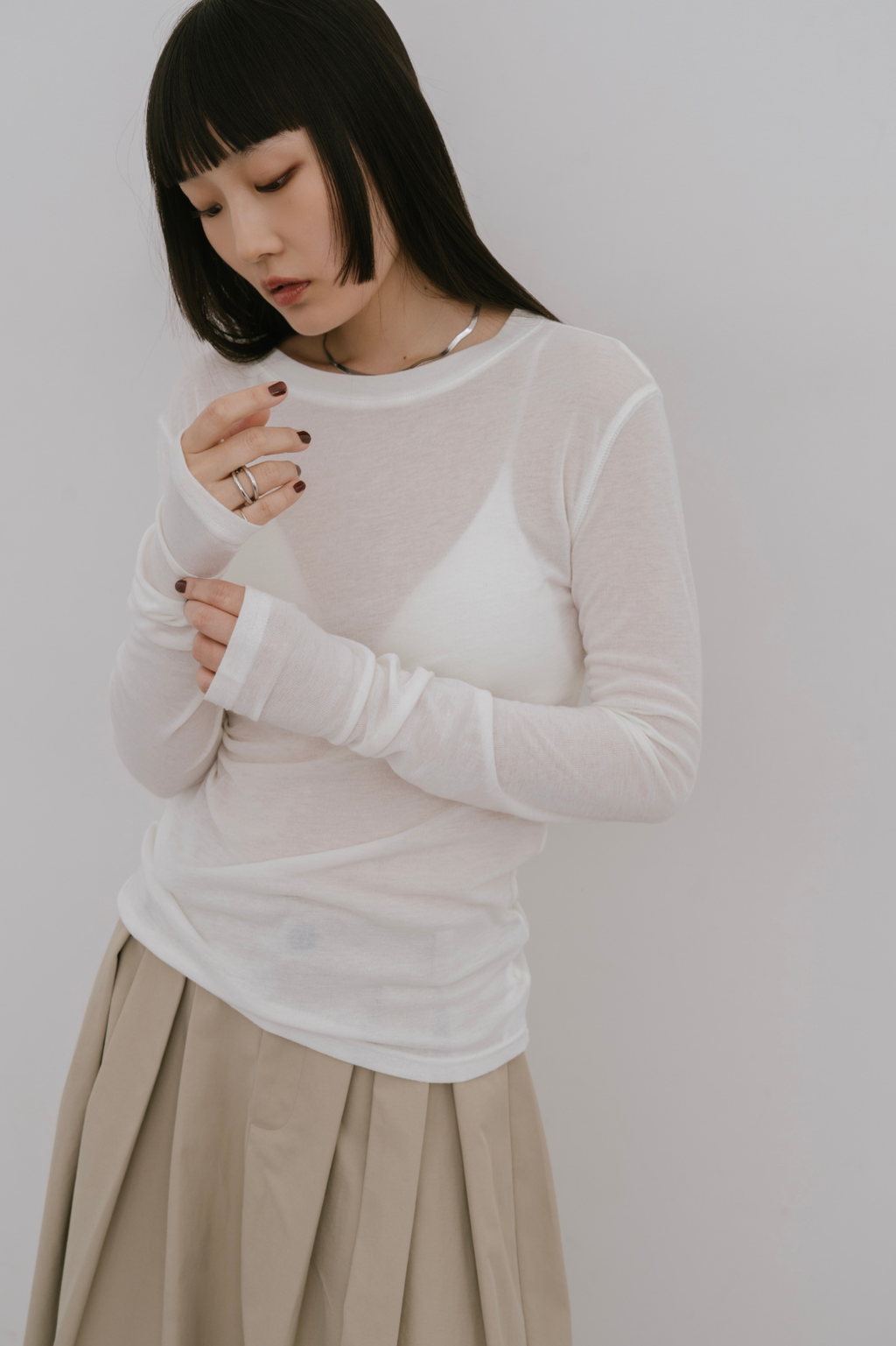Sheer long sleeve tee