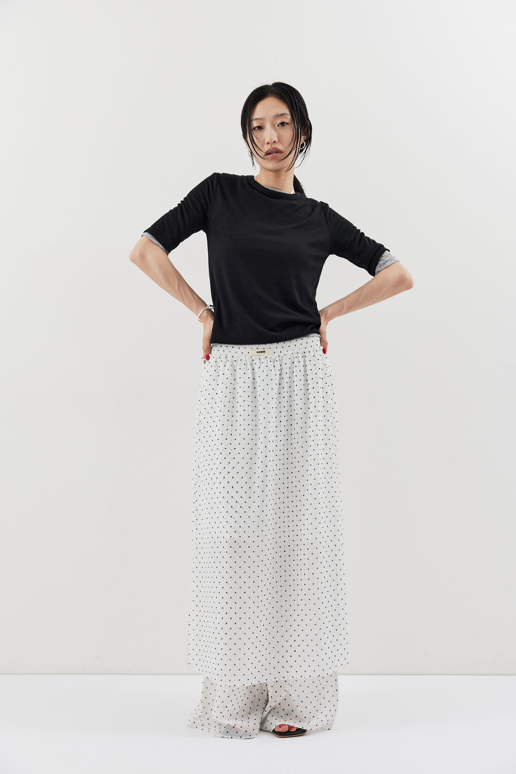 Sheer dot layered pants
