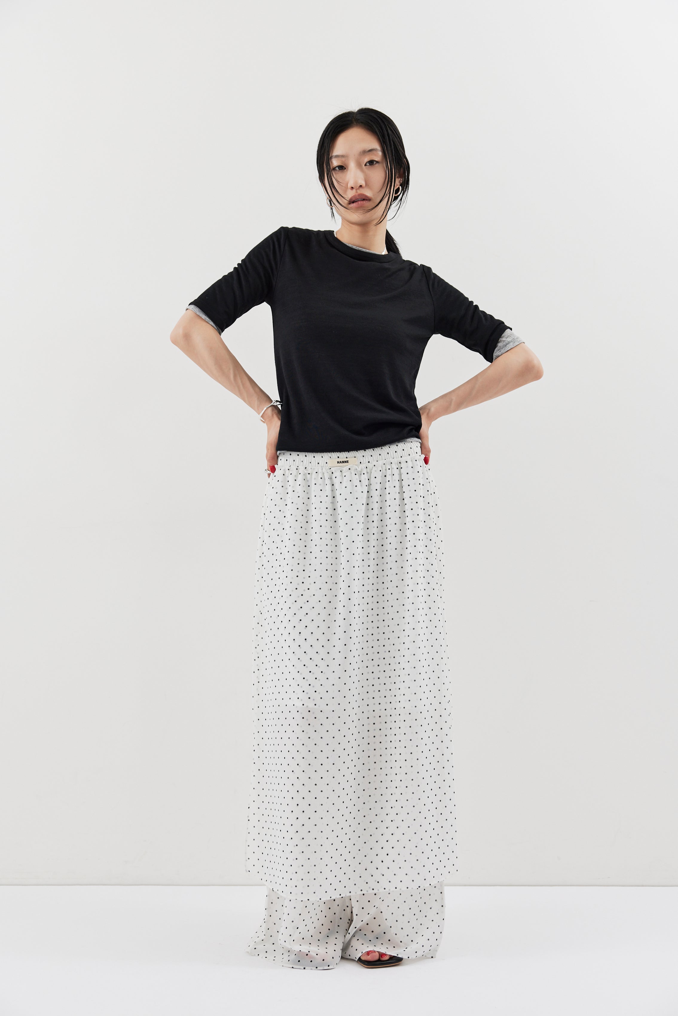 Sheer dot layered pants