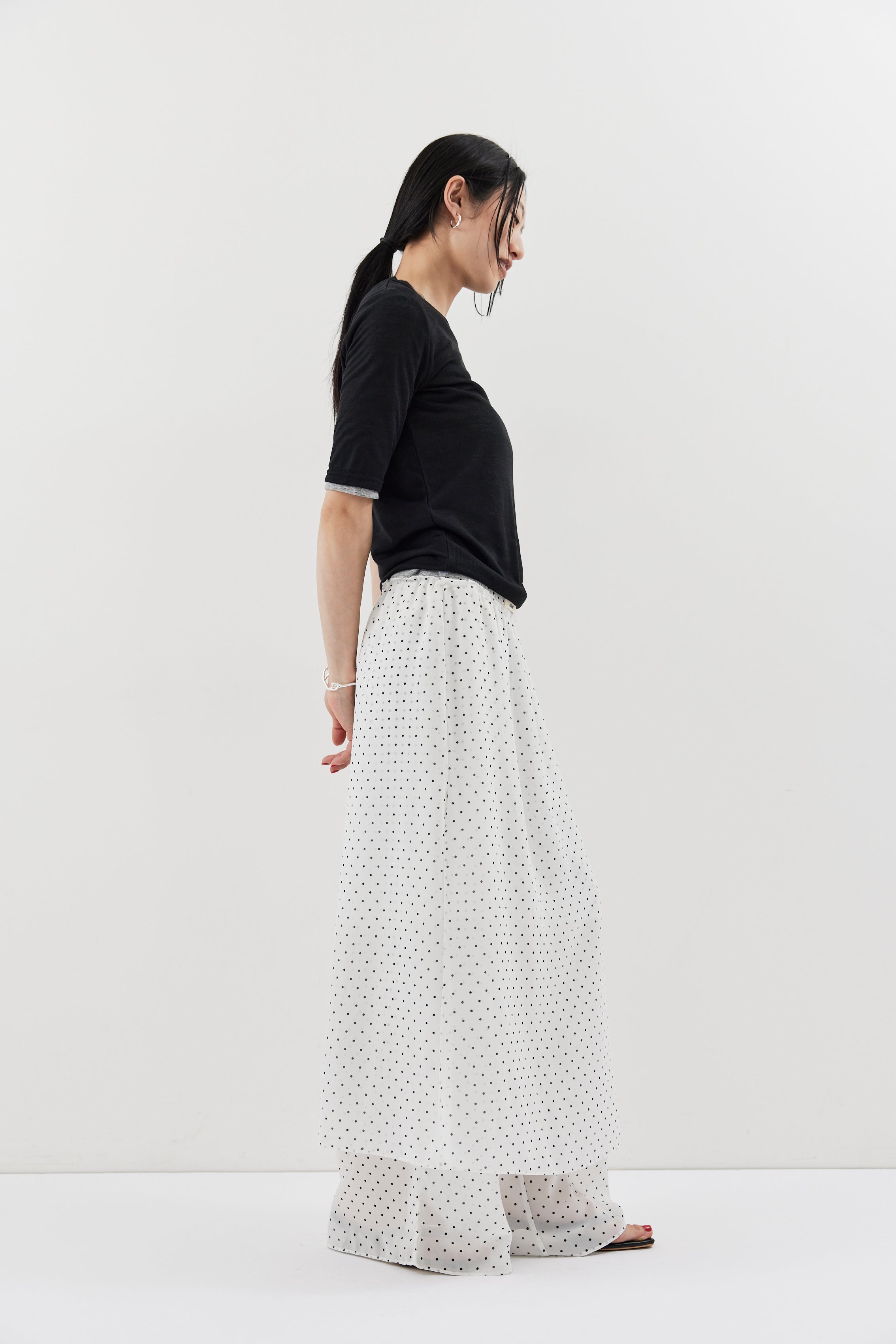 Sheer dot layered pants