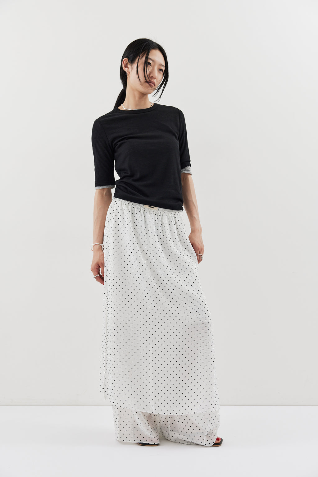 Sheer dot layered pants