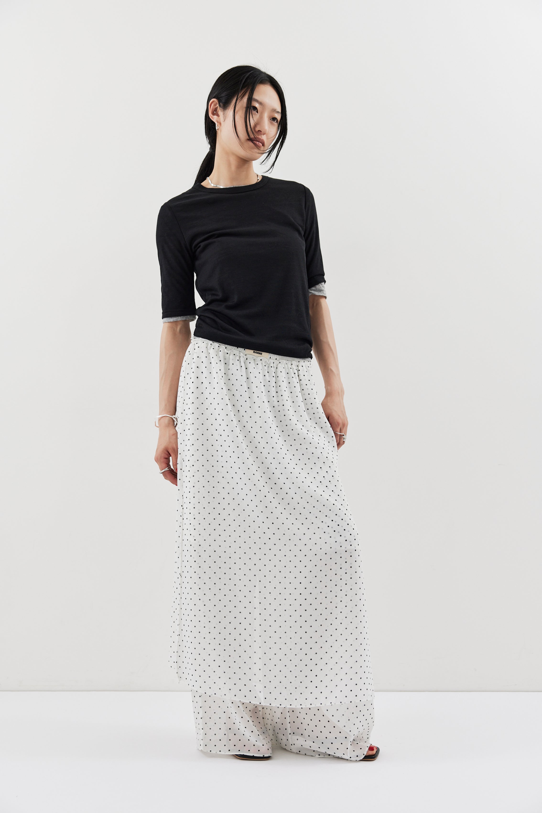 Sheer dot layered pants