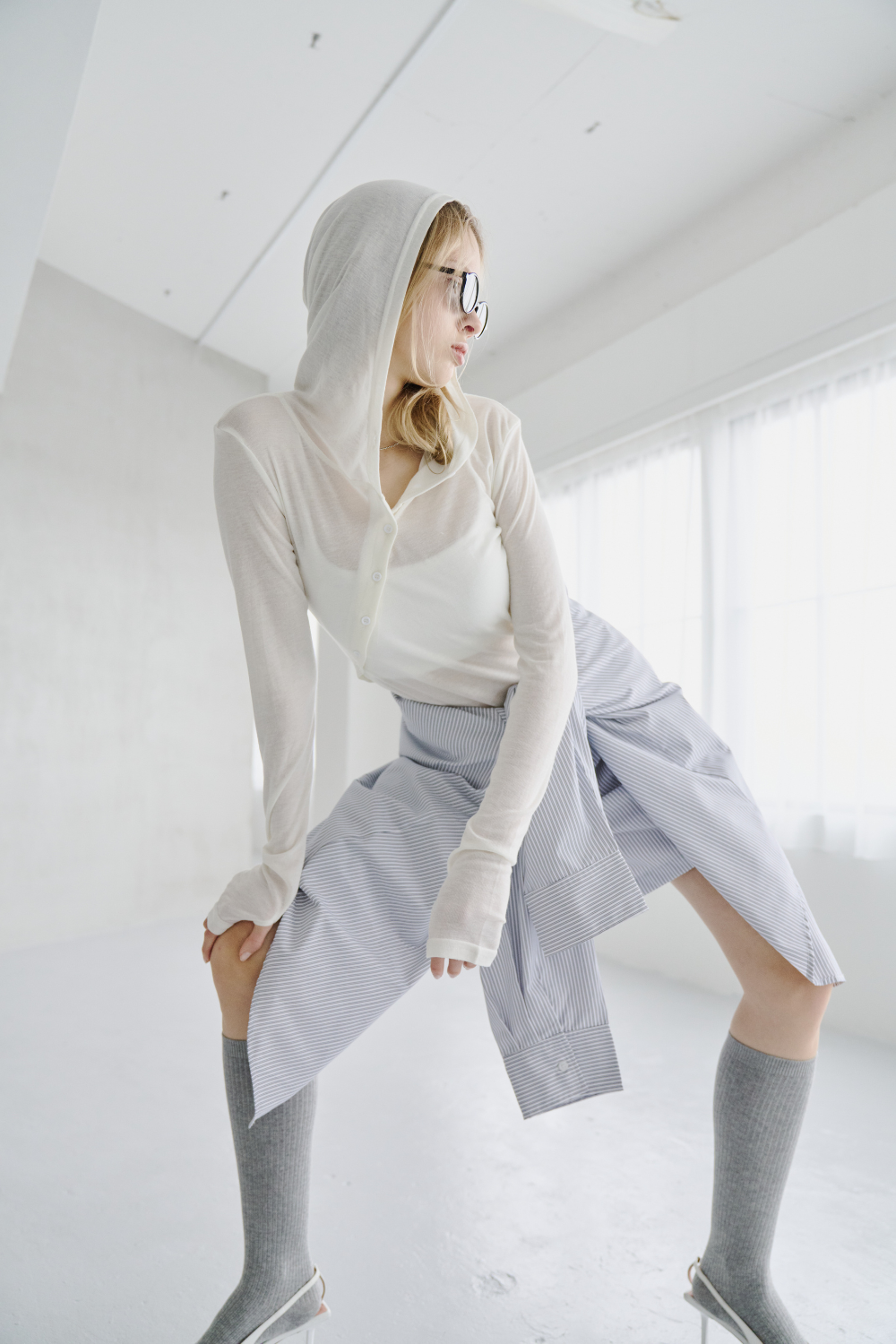 Sheer hoodie long tee