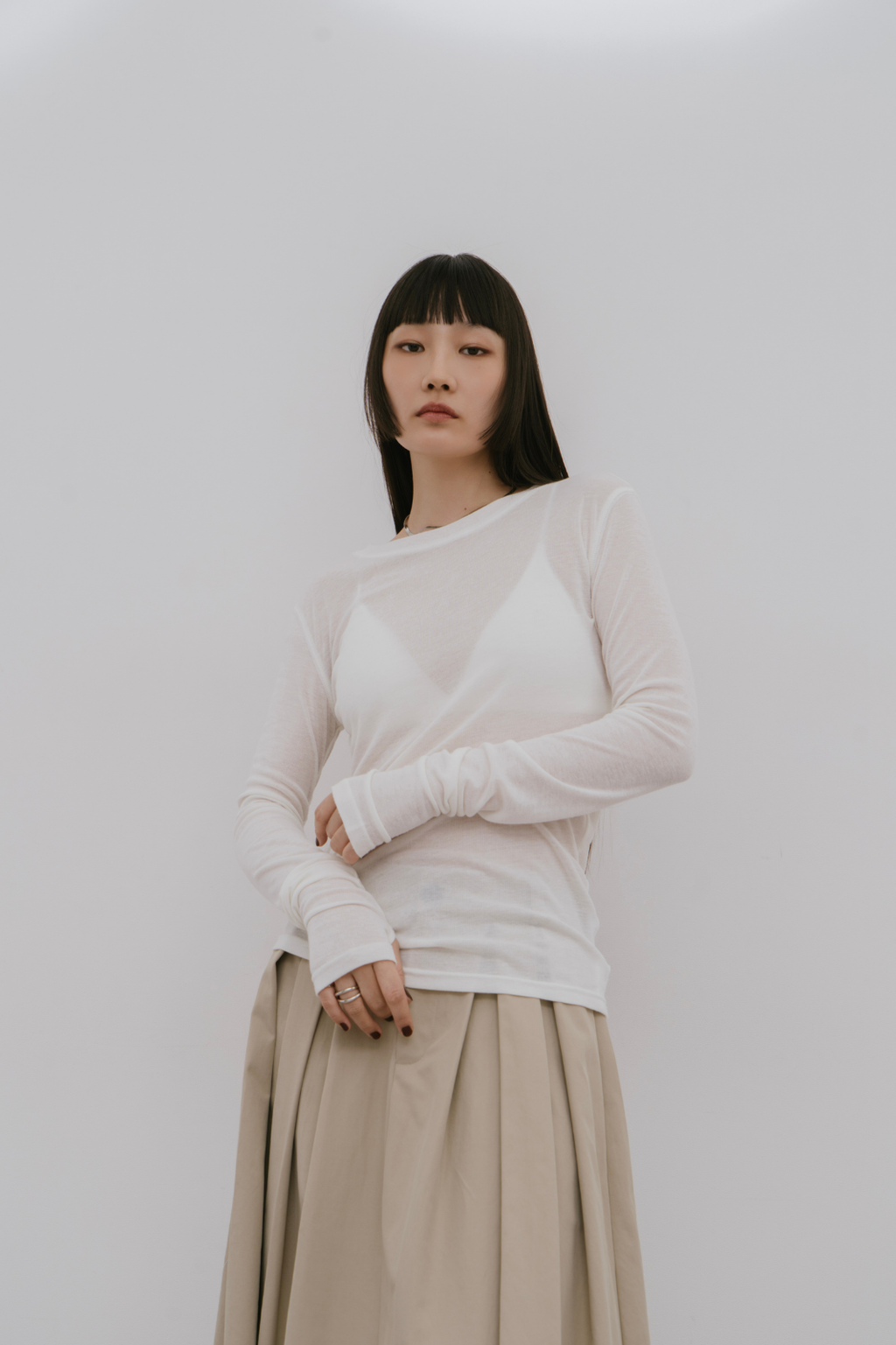 Sheer long sleeve tee