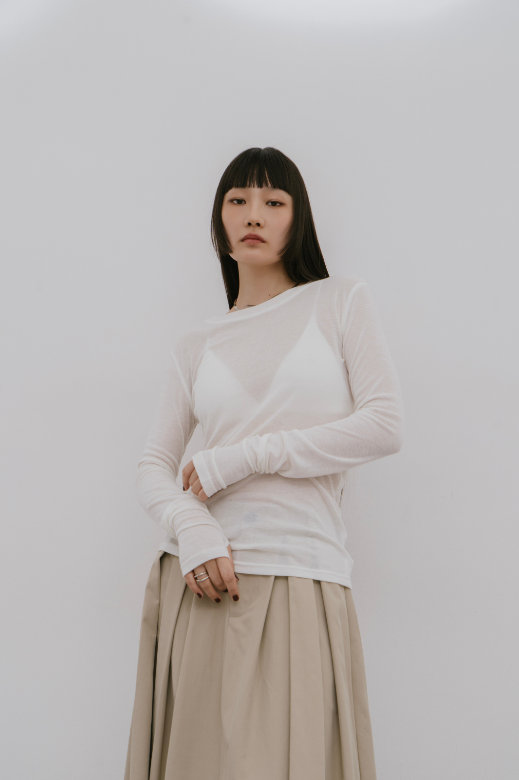 Sheer long sleeve tee
