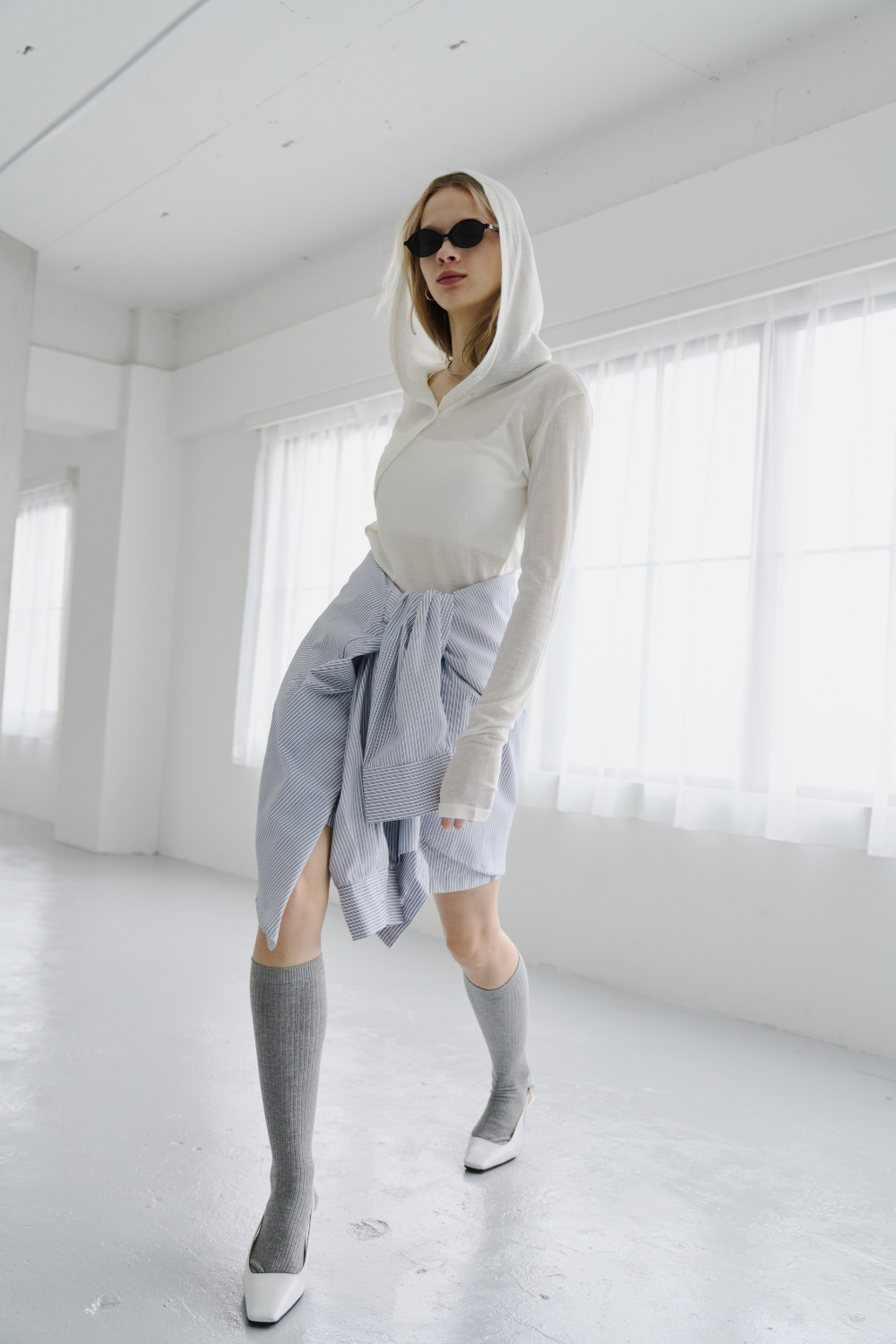 Sheer hoodie long tee