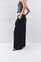 Low rise tuck wide pants