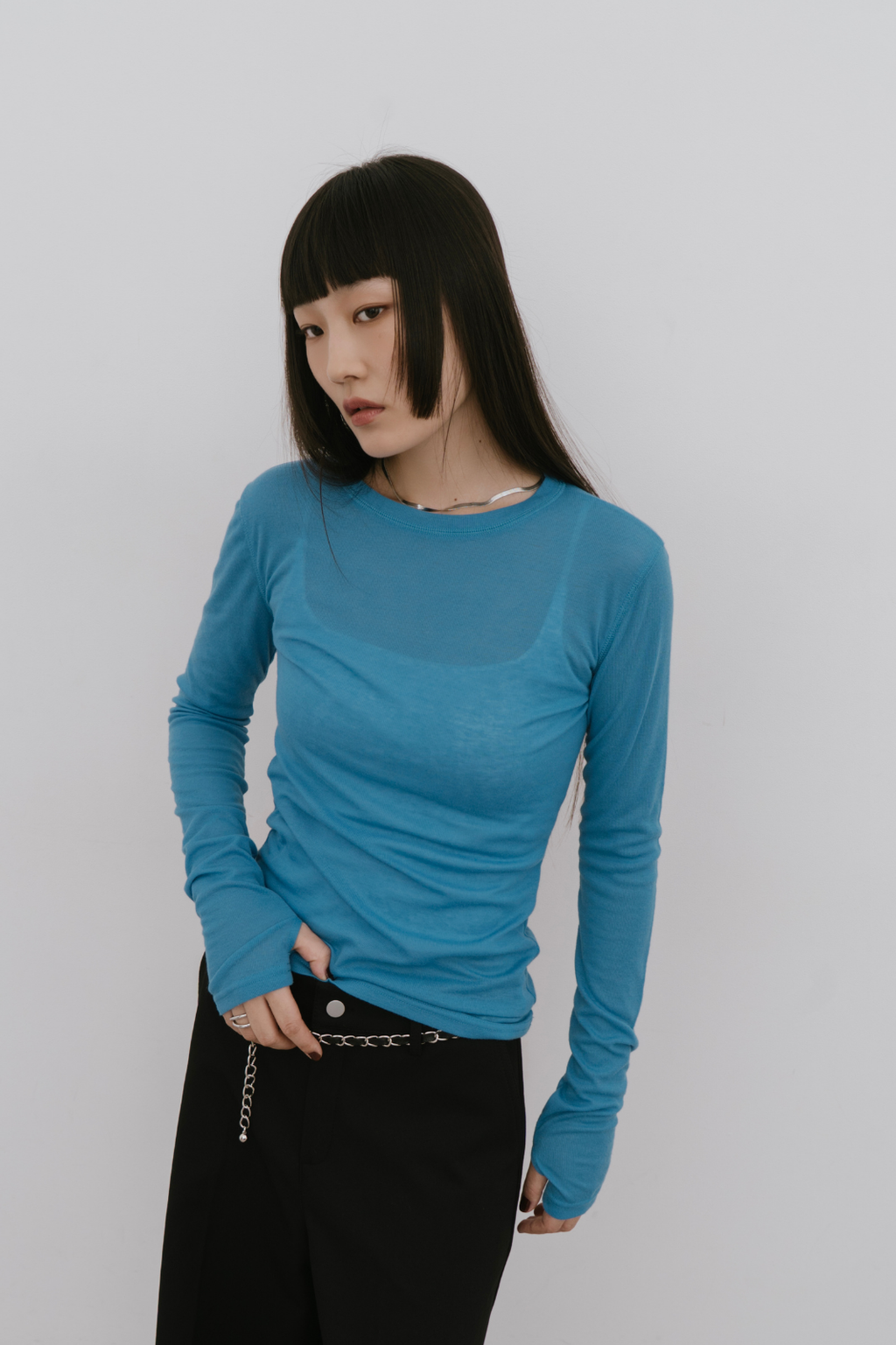 Sheer long sleeve tee
