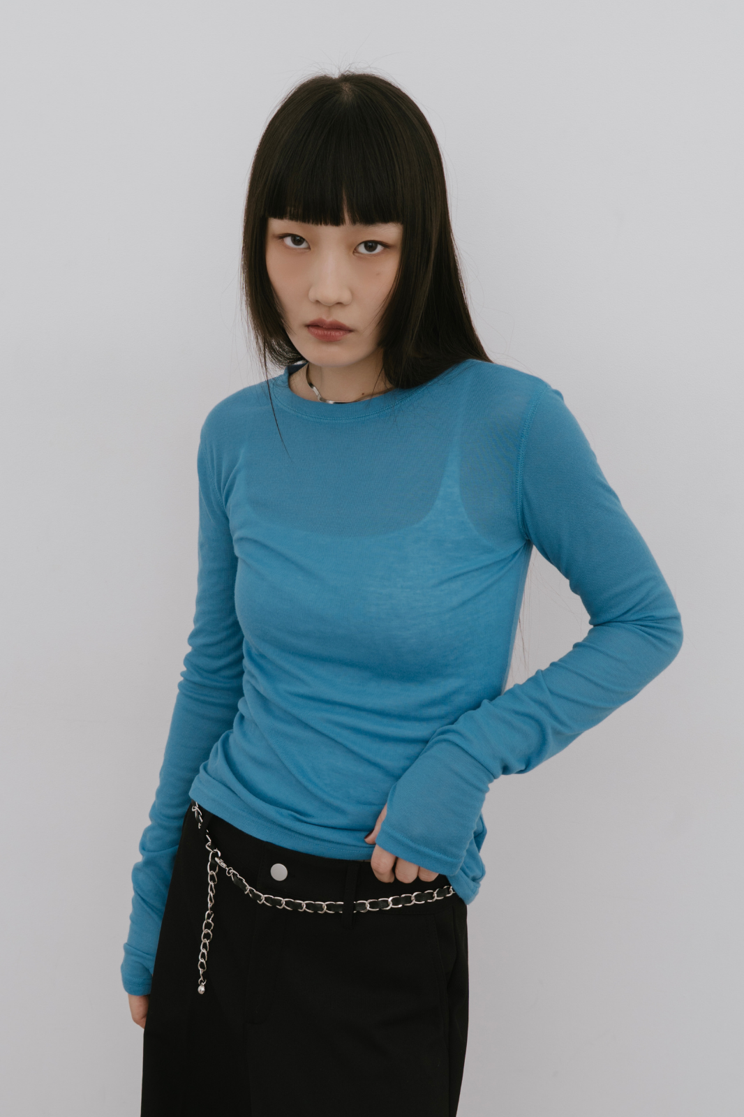Sheer long sleeve tee