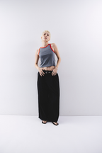 Low rise tuck wide pants