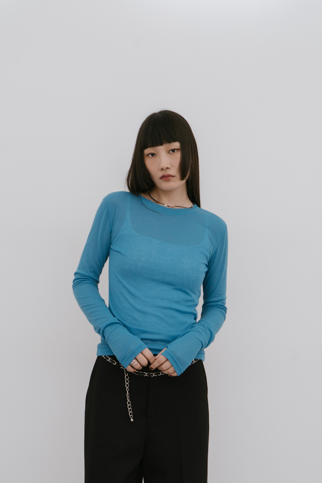 Sheer long sleeve tee