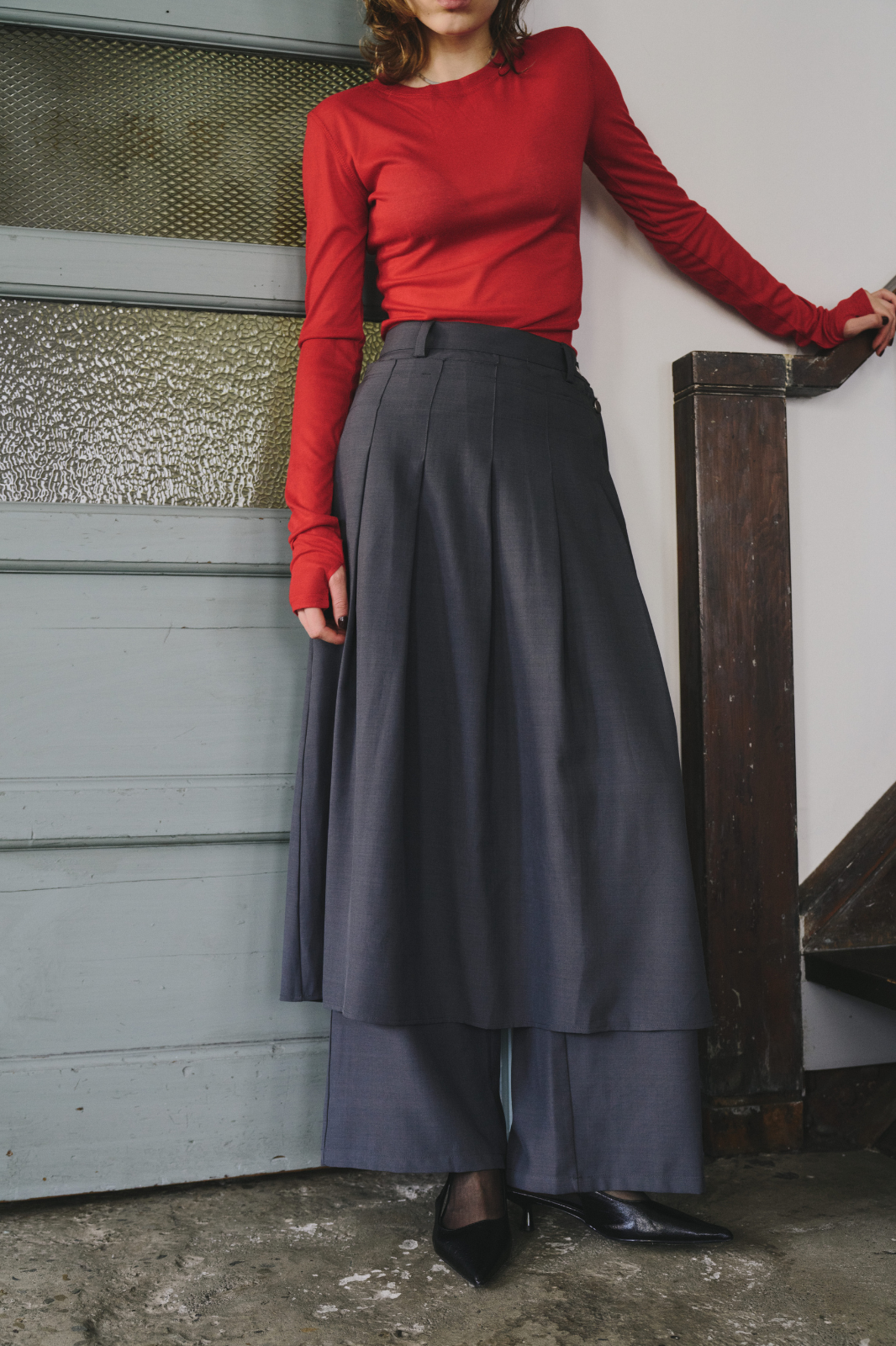 Skirt layered pants