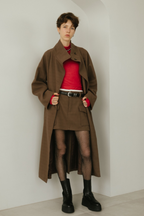 Double waist wool like mini skirt