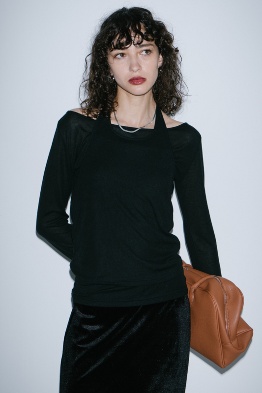 Halter layered sheer long T-Shirt