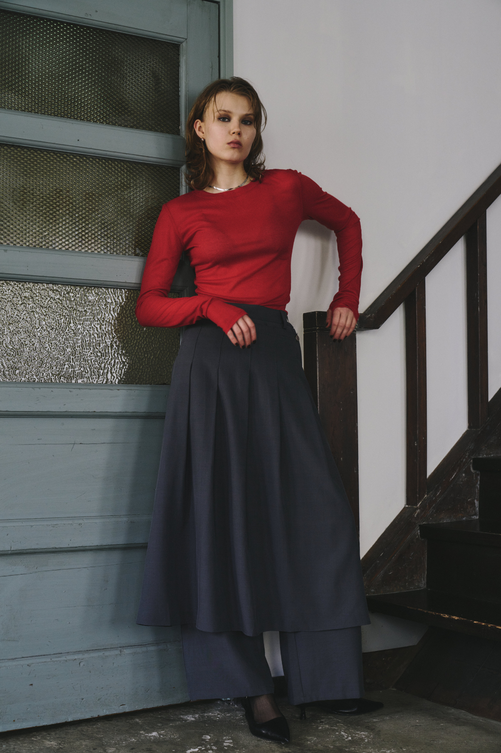 Skirt layered pants