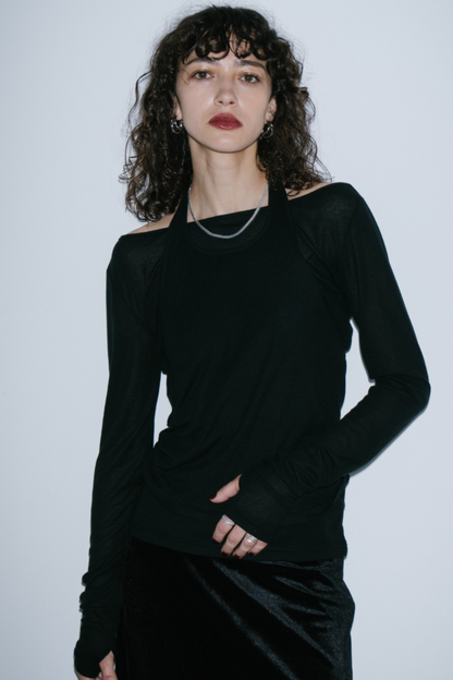Halter layered sheer long T-Shirt