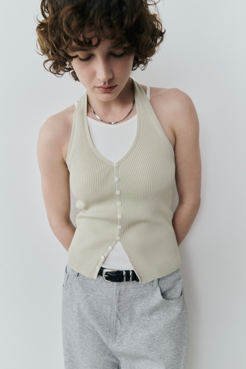 Halter neck knit vest