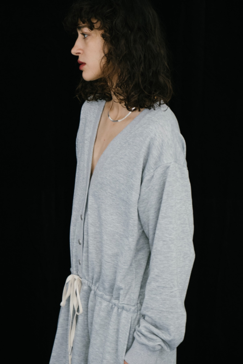 V-neck sweatshirt jumpsuit