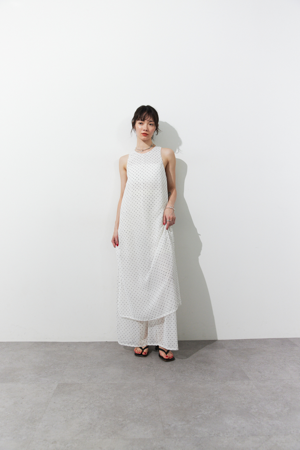 Sheer dot layered all-in-one