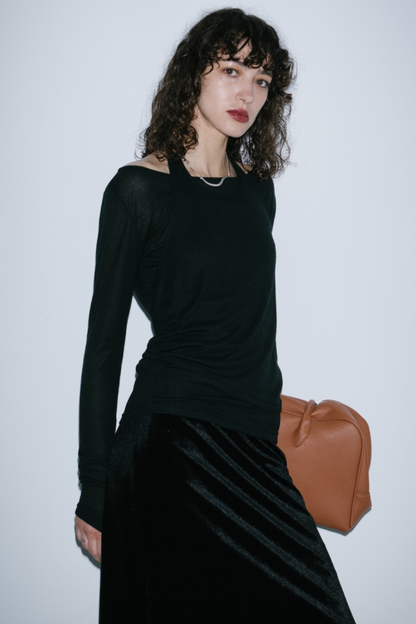 Halter layered sheer long T-Shirt
