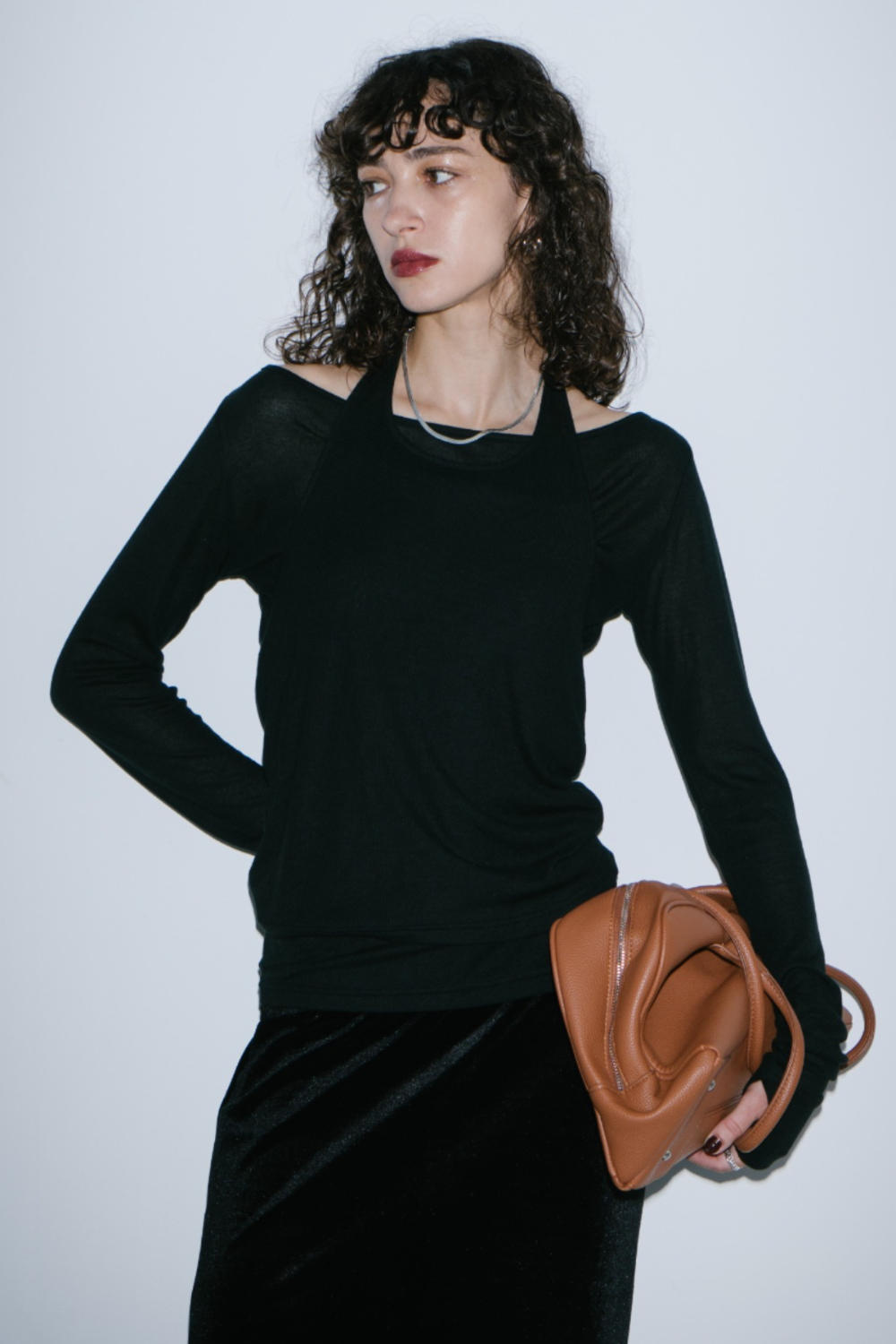 Halter layered sheer long T-Shirt