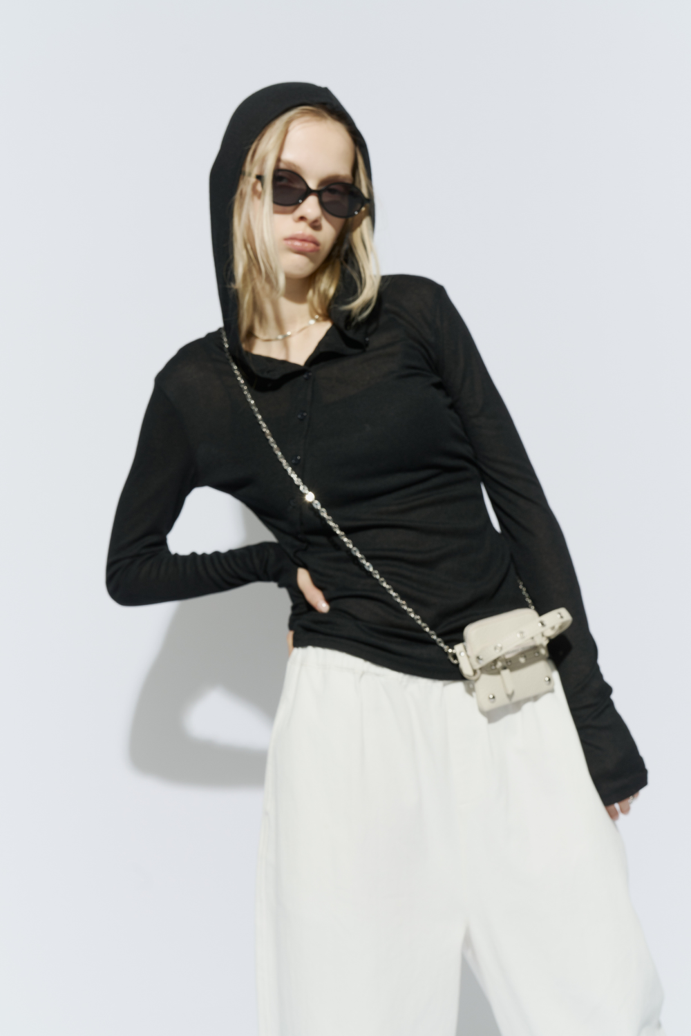 Sheer hoodie long tee