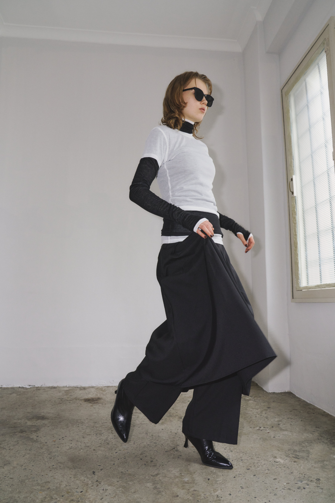 Skirt layered pants