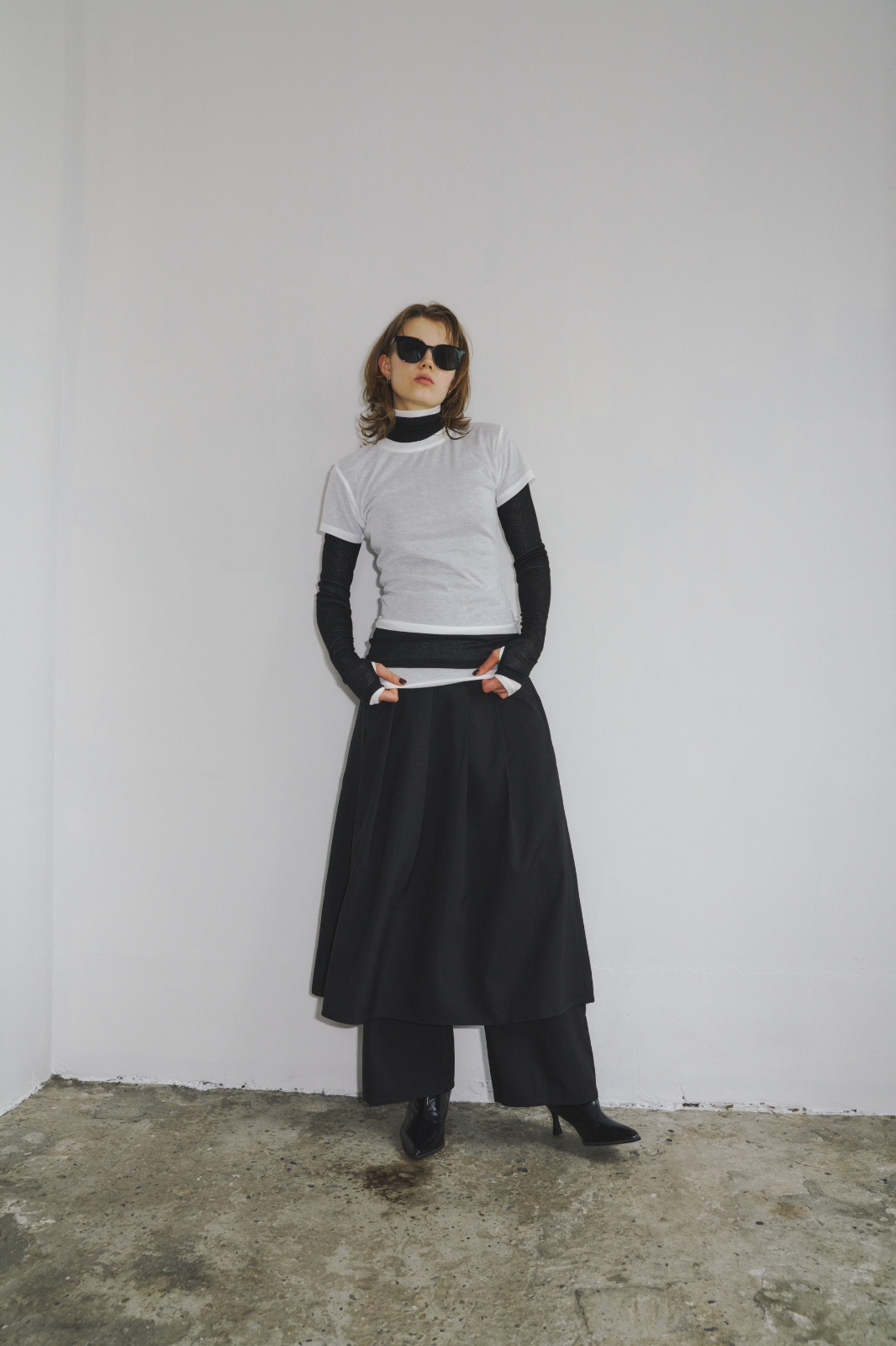 Skirt layered pants