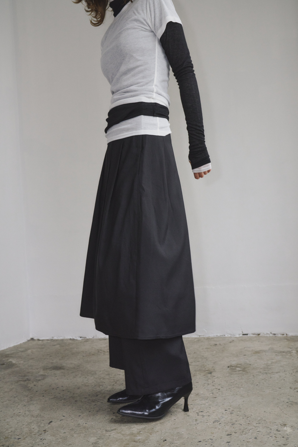 Skirt layered pants