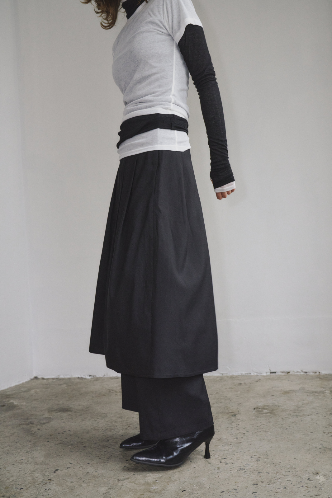Skirt layered pants