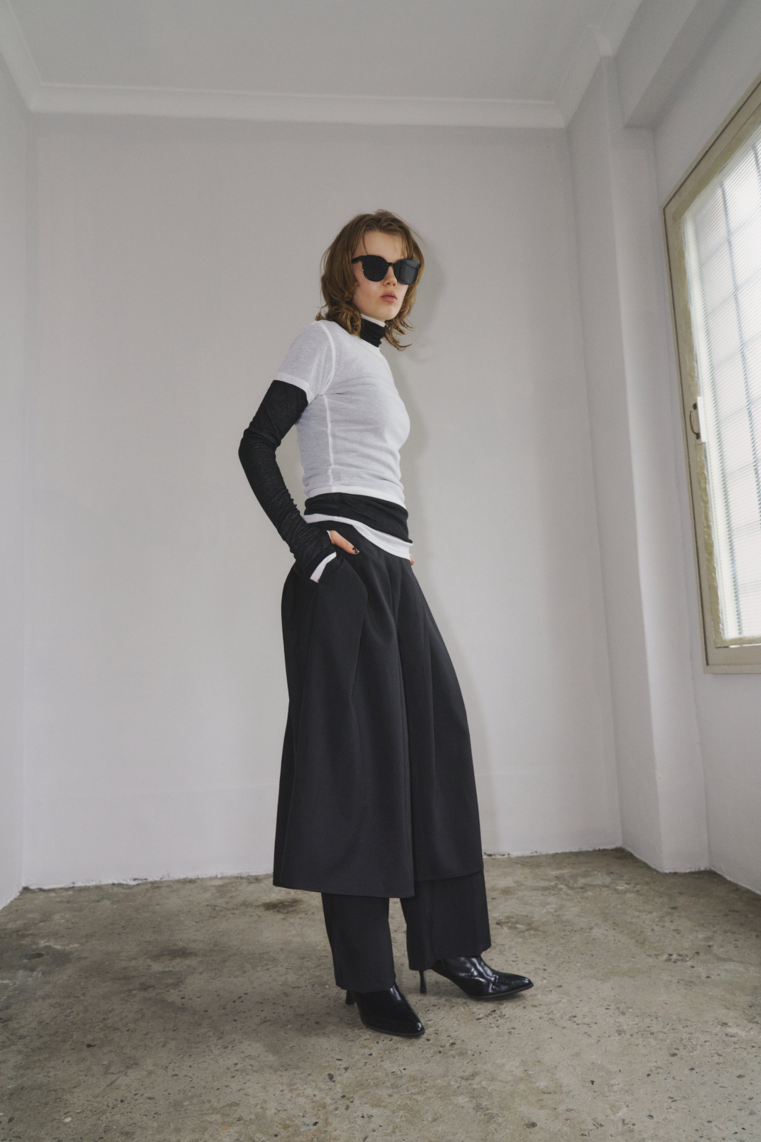 Skirt layered pants