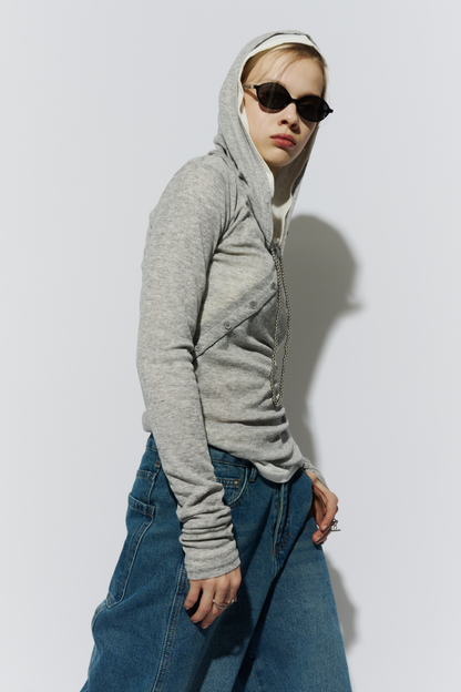 Sheer hoodie long tee