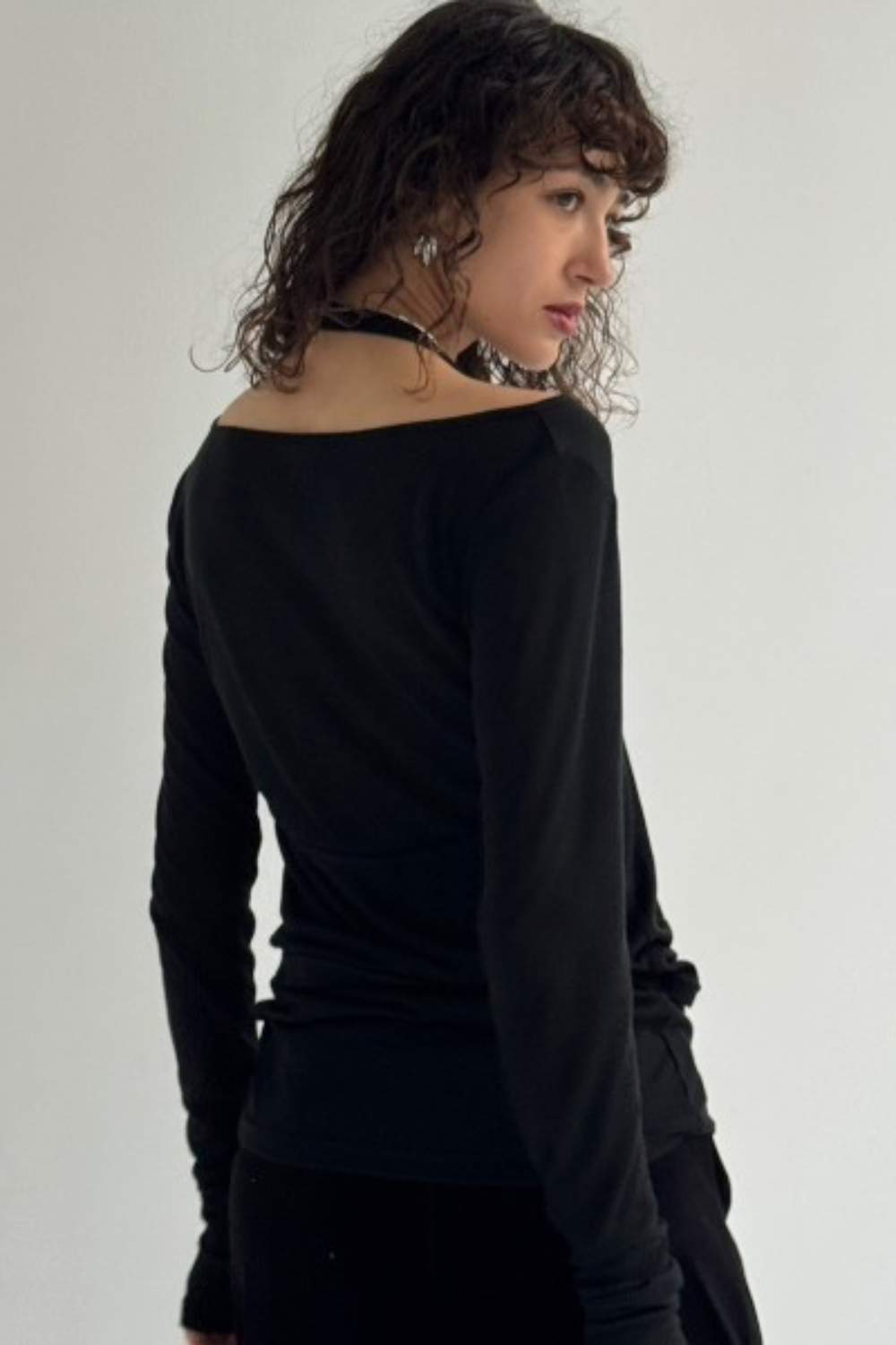 Halter layered sheer long T-Shirt