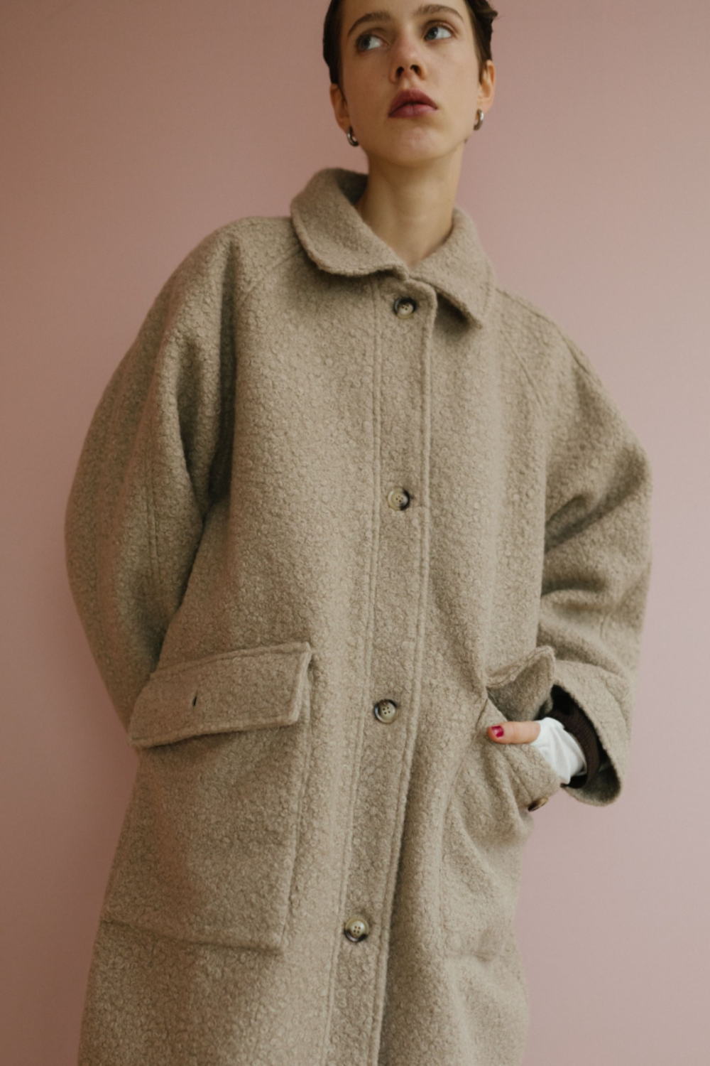 Boucle sten collar long coat