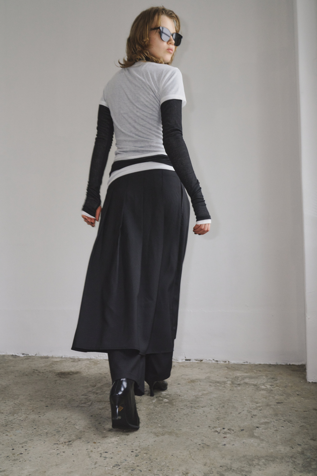 Skirt layered pants