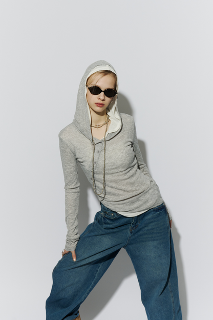 Sheer hoodie long tee